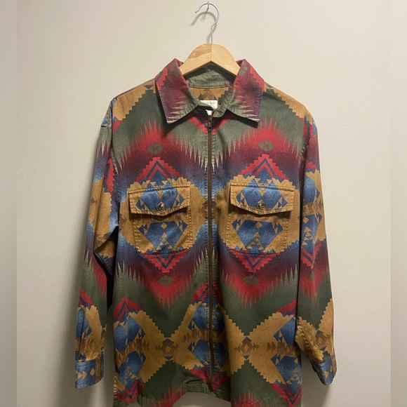 Vintage Jones New York tribal print zip over shirt - Picture 1 of 5